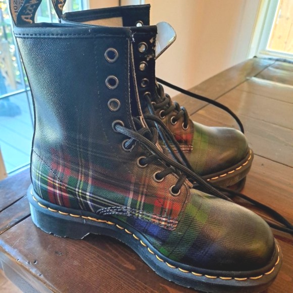 Dr Martins  1460 Tartan Leather Lace Up Boots -1460 Tartan Leat